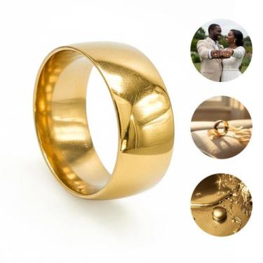 Imagem de Aliança de Tungstênio Ouro 18K 8mm tradicional anatômica - Oremte, 27