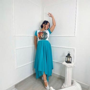 Imagem de Vestido de Dança Coreografia Plus Size Leão Moda Evangélica, Verde, G1