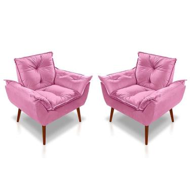 Imagem de Kit 02 Poltrona Opala Decorativa Suede