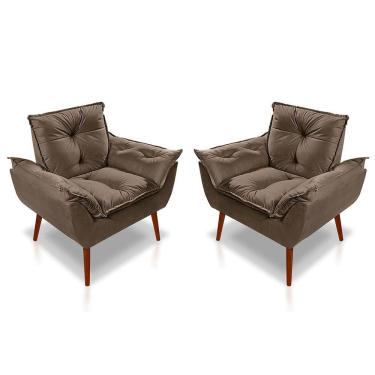 Imagem de Kit 02 Poltrona Opala Decorativa Suede