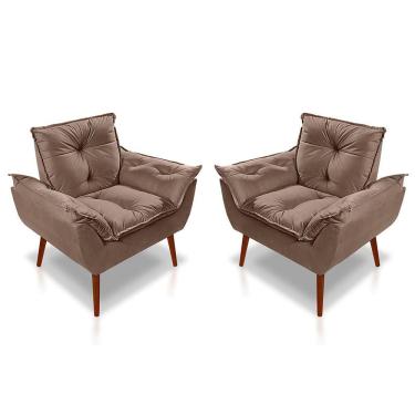 Imagem de Kit 02 Poltrona Opala Decorativa Suede