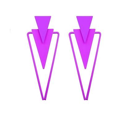 Imagem de Brincos triangulares para mulheres, na moda, rosa, geométricos, pendentes, simples, únicos, azuis, pretos, verdes, presentes para meninas adolescentes, Latão, Sem pedra preciosa