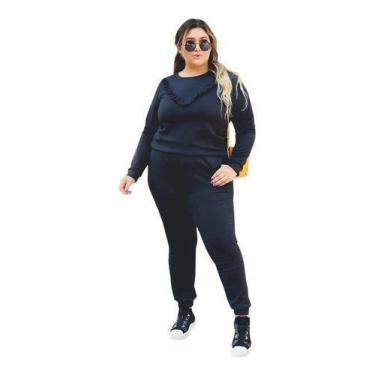 Imagem de Conjunto Feminino Calça E Blusa Manga Longa Tecido Crepe DONNA MOÇA, P