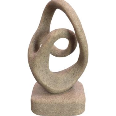 Imagem de LAIKEARTS Escultura decorativa de fita moderna abstrata, esculturas de nó, decoração de casa, estátuas de mesa de café, decoração de mesa de sala de estar de jantar, decoração de prateleira (bege-B)