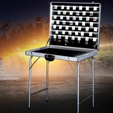 Imagem de Caixa de exibição de joias de alumínio dobrável com suporte à prova d'água, ideal para barracas de mercado noturno, perfeita para colares, anéis e acessórios, tamanho 80 x 60 cm