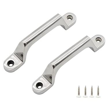 Imagem de Pacote com 2 maçanetas industriais TTZEZE de aço inoxidável resistente, ferragens para casa de fazenda interna ou externa, puxador de maçaneta de porta de celeiro, puxadores de barra de apoio para