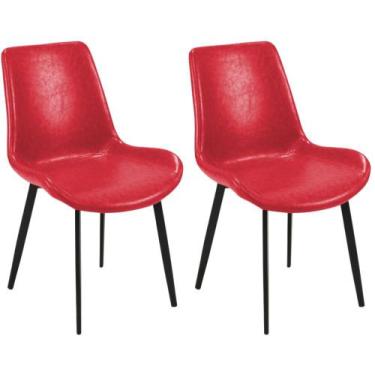Imagem de Kit 2 Cadeiras de Jantar Estofada Chicago Base Metal - Vermelho - Maga