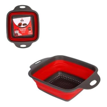 Imagem de Escorredor Multiuso Retrátil Dobrável Quadrado Para Macarrão Frutas Salada Legumes