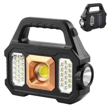 Imagem de Lanterna de busca LED solar portátil recarregável via USB poderosa Fonte luz dupla 6 marchas para acampamento Emergência