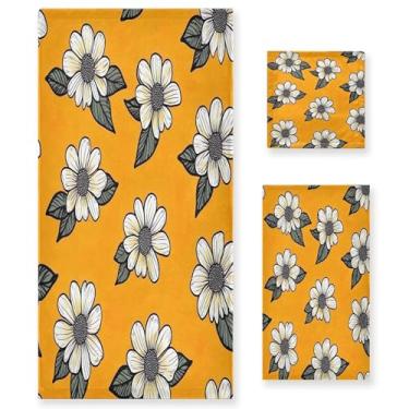Imagem de xigua Daisies Conjunto de toalhas de banheiro absorventes macias 3 peças toalha de banho toalha de mão toalhas decorativas para banheiro, academia, hotel, praia, piscina