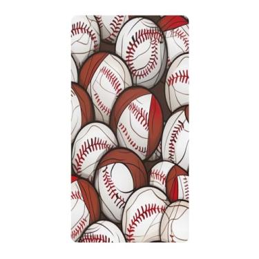 Imagem de Blueangle Lençol de berço padrão para berço infantil - Lençóis de algodão macio e respirável com estampa de bolas de beisebol (549)