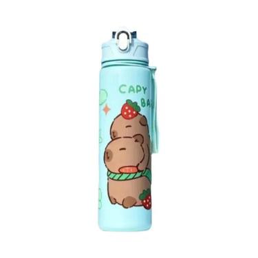 Imagem de Garrafa De Água Kawaii De 750ml Com Design De Capivara, Com Canudo E A