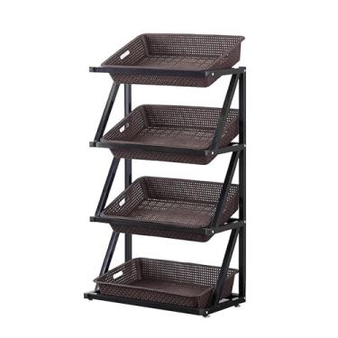 Imagem de Rack de exibição de loja, suporte de exibição de varejo, organizador de prateleira de supermercado versátil, organizador de lanches de despensa de cozinha de chão, com caixa de armazenamento removível