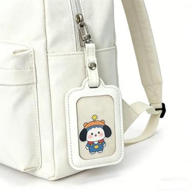 Imagem de Suporte de crachá de botão redondo, porta-crachá de bolsa de couro PU colorido, porta-chaves, estojo de exibição de botão transparente portátil, porta-chaves, capa de pingente de mochila à prova