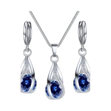 Imagem de Conjunto De Colar E Brincos De Luxo Leve Para Mulheres Em Liga De Cobr