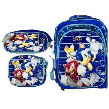 Imagem de KIT ESCOLAR D3 COMPLETO  Mochila Estojo Lancheira com Personagens, Son