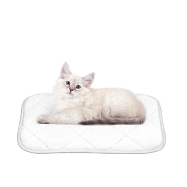 Imagem de NWK Tapete fofo para gatos autoaquecido, cobertor para gatos, tapete térmico para cães, lavável, fundo antiderrapante para sofá, caixa, canil e assento de carro (branco cremoso, pequeno (50 x 40 x