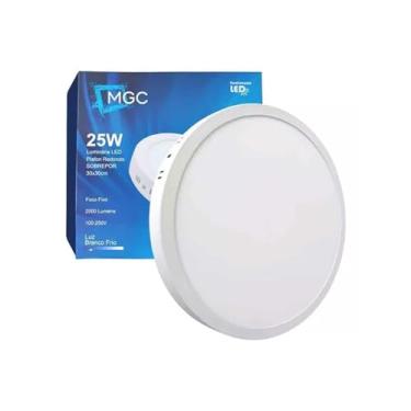Imagem de Painel Plafon 25w Sobrepor Branco Frio 6000k Redondo Led Gesso Luz Branco Frio Decoração 30x30 Bivolt 110V/220V Ambientes Internos