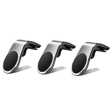 Imagem de Kit 3 Suporte Adaptador Universal De Carro Tipo L Prata