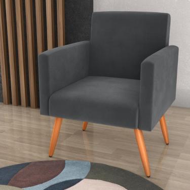 Imagem de Poltrona Para Decoração Sara Veludo Cinza