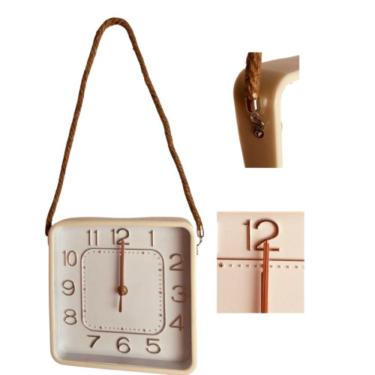 Imagem de Relógio De Parede 20 Com Com Alças De Sisal Branco