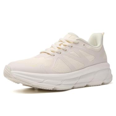 Imagem de TSIODFO Tênis de corrida feminino, leve, academia, treino, caminhada, Bege, 38