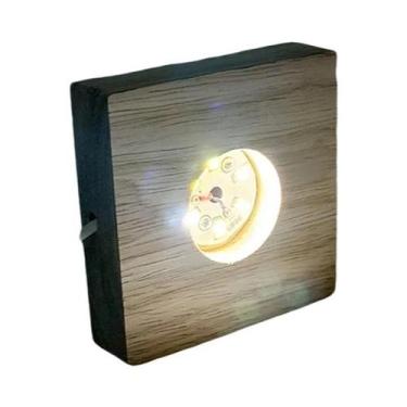 Imagem de Base De Luminária Noturna LED Quadrada 6/8/10CM Em Madeira De Borracha