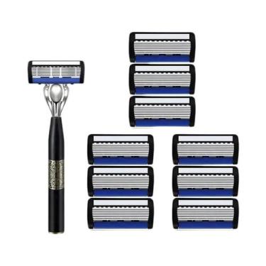 Imagem de Navalha Manual Masculina De Aço Inoxidável Com 7 Lâminas, Aparador De 