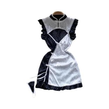 Imagem de Macacão Feminino Sem Mangas, Justo, Costas Nuas, Com Saia Plissada Min