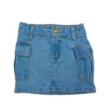 Imagem de Saia Jeans Cargo Infanto Juvenil Tendência Saia Blogueirinha - Ak Fash