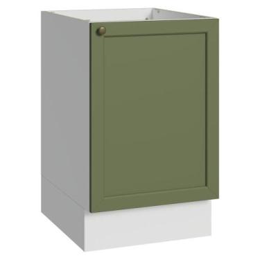 Imagem de Balcão de Cozinha 50cm 1 Porta (Sem Tampo) Branco/Verde Vik Madesa, Br