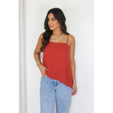 Imagem de Blusa Assimétrica Em Crepe Duna Com Alças Finas Elegante - rezie, Terr