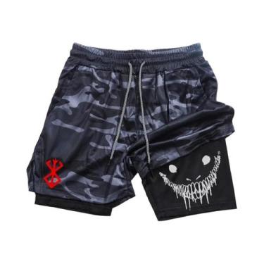 Imagem de Shorts Esportivos Masculinos 2 em 1 - Secagem Rápida para Corrida, Aca