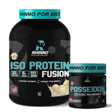 Imagem de Kit Iso Protein Fusion Morango + Pré Treino Posseidon Nutrition For Bi