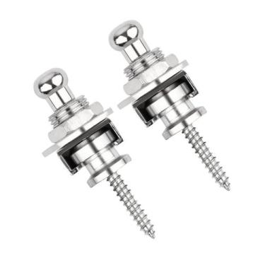 Imagem de Kit Par 2 Trava Correia Strap Lock Prata Cromada Roldana Guitarra Baix