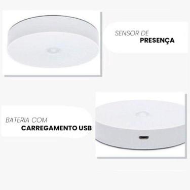 Imagem de Luminária Led Sem Fio Com Sensor de Presença Com Cabo USB Recarregável