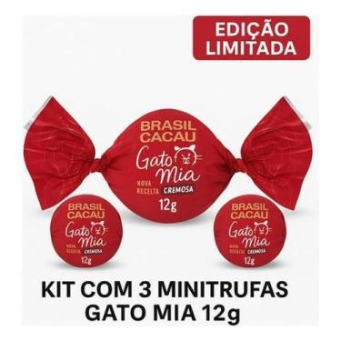 Imagem de Kit 3 Minitrufas Chocolate Ao Leite Gato Mia Brasil Cacau