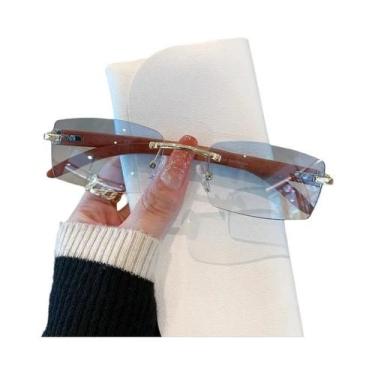 Imagem de Óculos De Sol Fashion Unissex Sem Armação Com Pernas Em Madeira - NONE