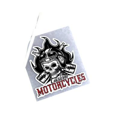 Imagem de Adesivo Refletivo À Prova d'Água Com Padrão De Caveira Para Motociclet