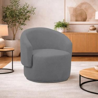 Imagem de Poltrona Decorativa Sala de Estar Recepção Suede Jasmine Cinza