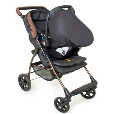 Imagem de Carrinho Romano Preto Cobre G22 com Bebê Conforto Grid Galzerano