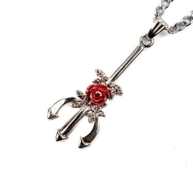 Imagem de Colar Corrente Pingente Pomba Gira Tridente 4,2cm Niquel - Lua Mística