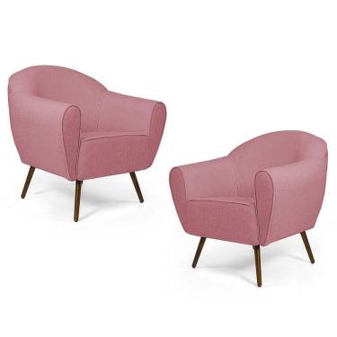 Imagem de Kit 02 Poltronas Nina Pés Palito Madeira C-105 Rosê