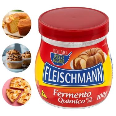 Imagem de Fermento Químico Em Pó 100g Doces e Salgados Para Bolos Fleischmann