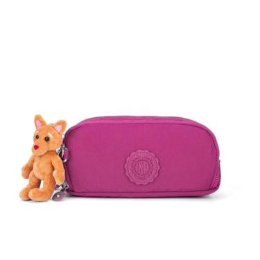 Imagem de Estojo Escolar Organizador 3 Divisórias Chaveiro Ika Gurukan, Rosa