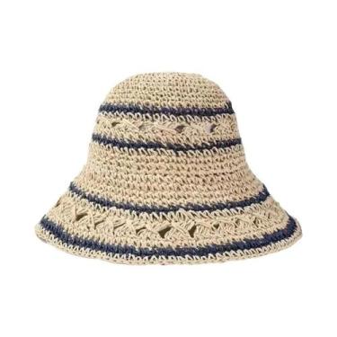 Imagem de Chapéu De Sol Colorido Dobrável De Palha De Ráfia Arco-Íris Para Mulhe