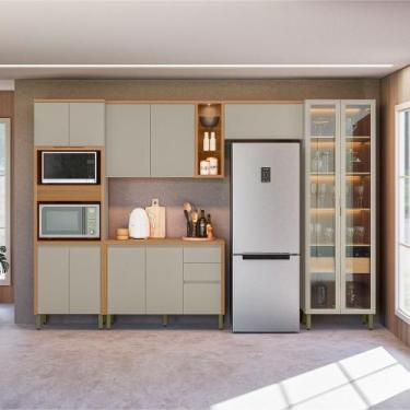 Imagem de Cozinha Modulada Allure Linea Brasil 5 Peças com Cristaleira LED A01M1