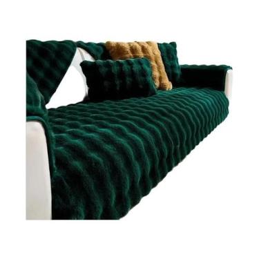 Imagem de Capa De Sofá De Pelúcia De Coelho Antiderrapante Quente De Inverno Com