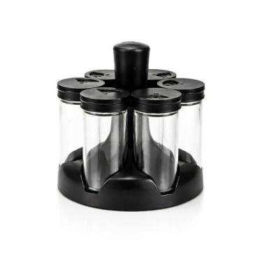 Imagem de Conjunto Organizador Porta Condimentos Temperos Zug 6 Potes de Vidro c