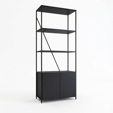 Imagem de Estante Industrial 2 Portas PlacaEPonto SW017 MDP Preto 180cm